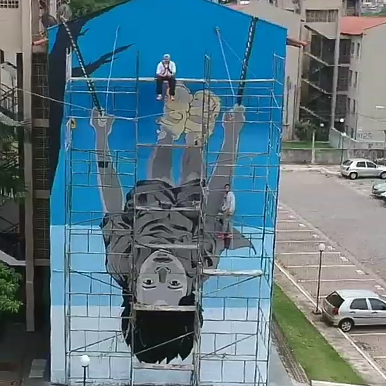 Processo de pintura e criação de mural