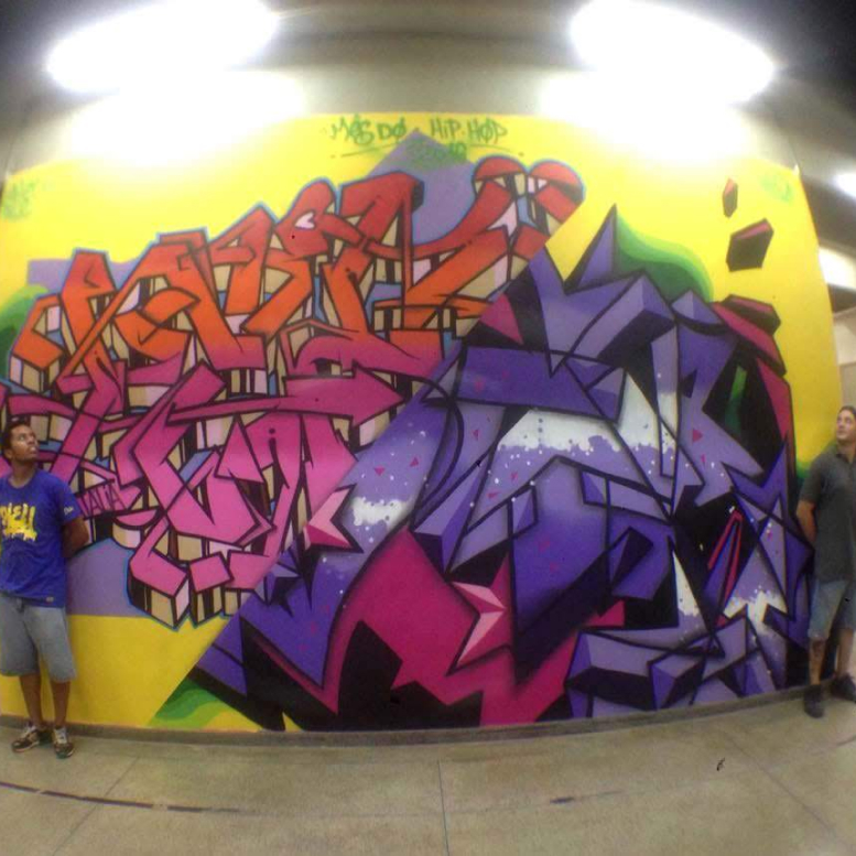 Participação do coletivo HEAG na semana do Hip Hop 2017. Oficina de graffiti e entrega de um mural no CEU Parque Anhanguera 